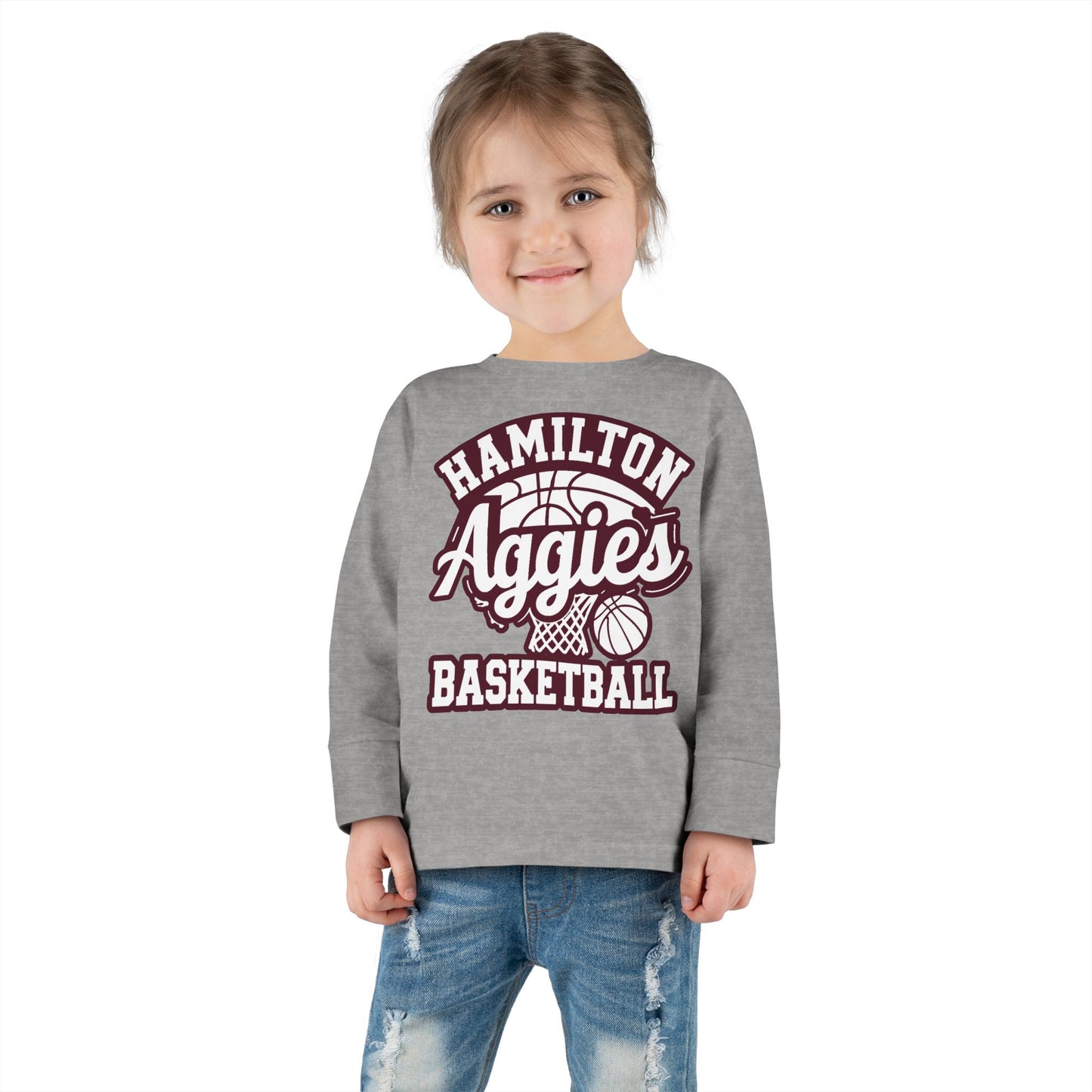 Toddler Long Sleeve Tee \ Hamilton Aggies Basketball \ HABBG1