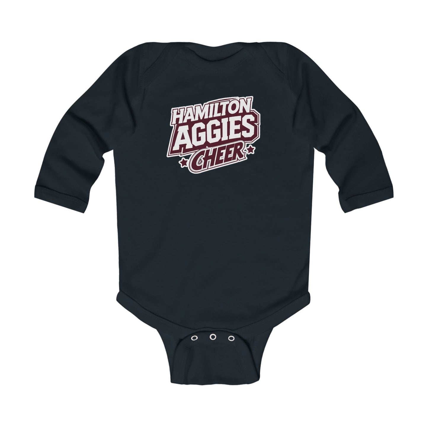 Long Sleeve Baby Bodysuit \ Hamilton Aggies Cheer \ HAC1