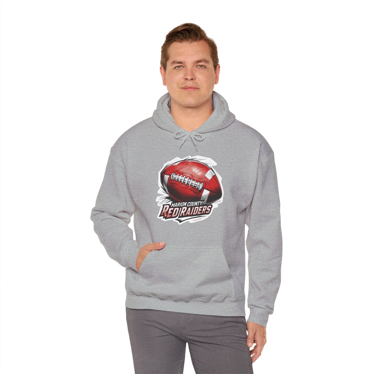 Adult Hoodie Sweatshirt \ Marion County Red Raiders Football \ MCF1