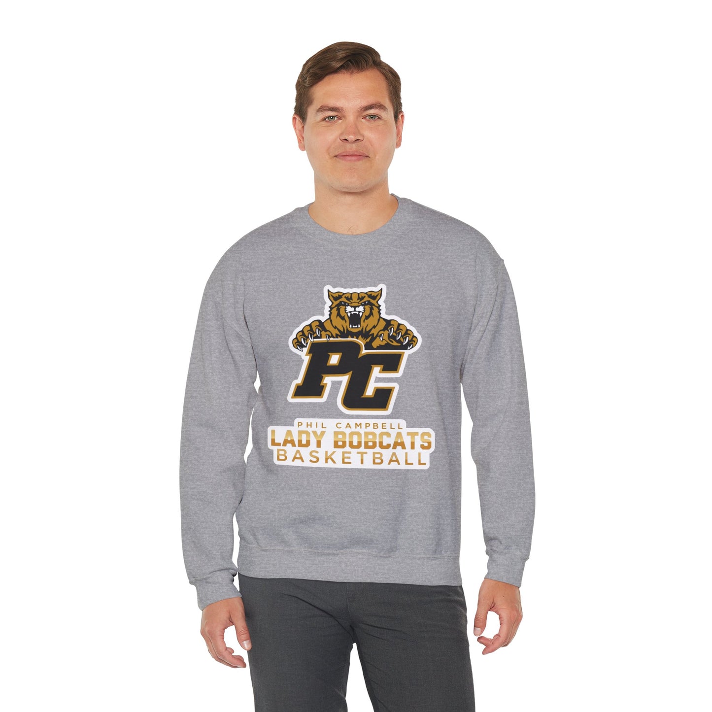 Adult Crewneck Sweatshirt \ Phil Campbell Bobcats Basketball \ PCBBKG1
