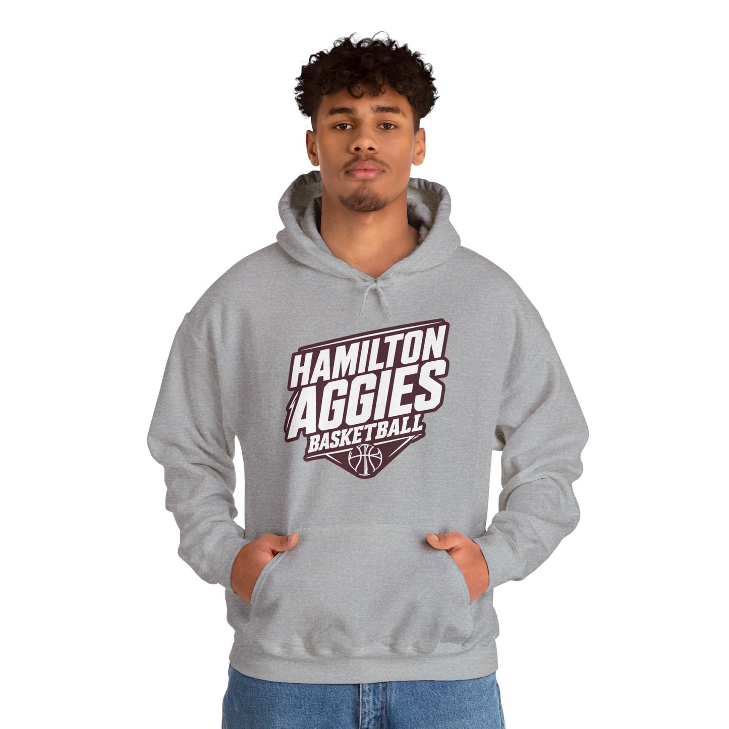 Adult Hoodie Sweatshirt \ Hamilton Aggies Basketball \ HABB2