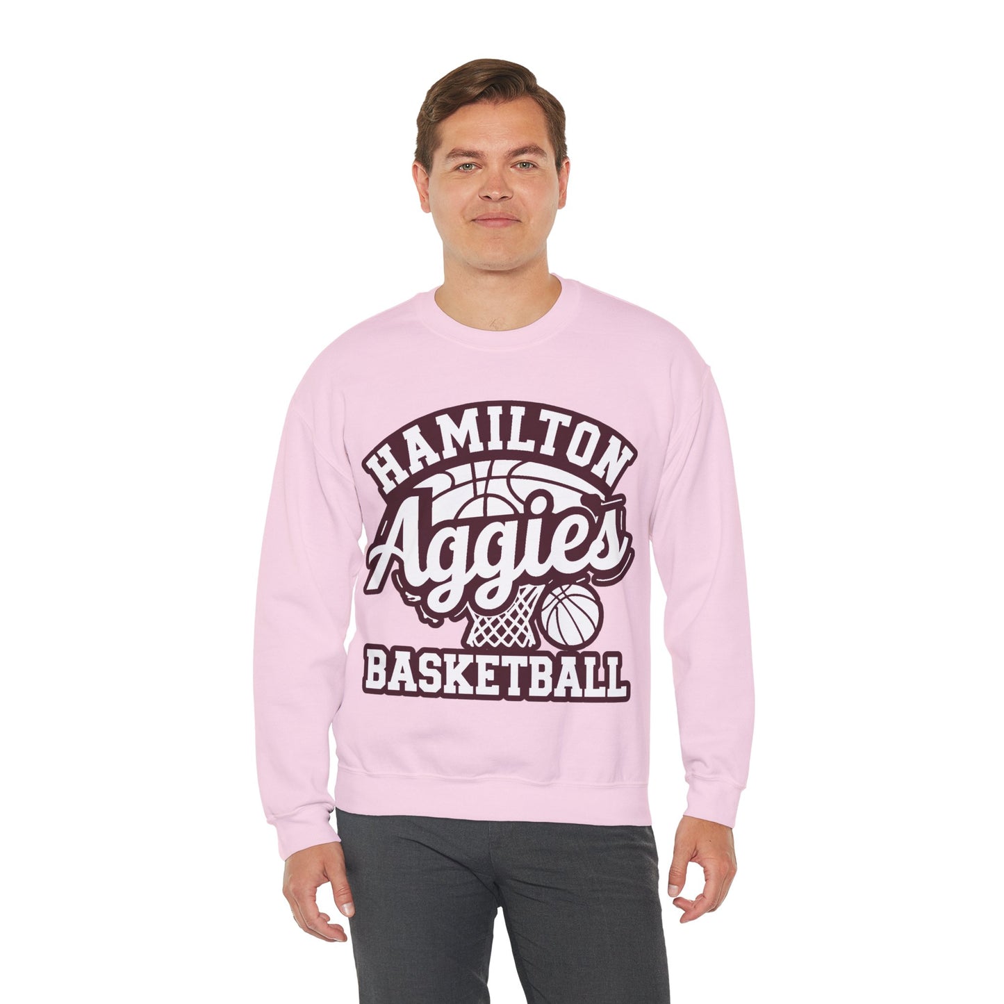 Adult Crewneck Sweatshirt \ Hamilton Aggies Basketball \ HABBG1
