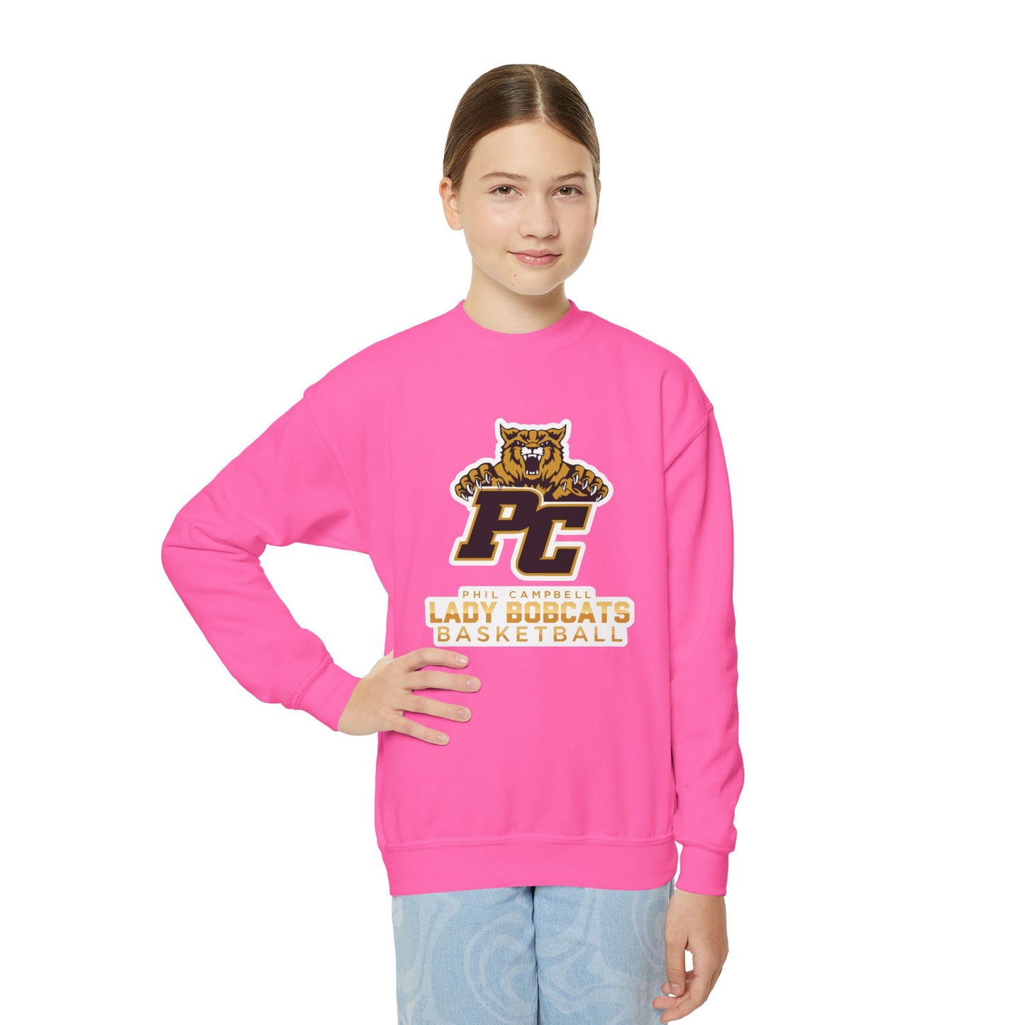 Youth Crewneck Sweatshirt \ Phil Campbell Bobcats Basketball \ PCBBKG1