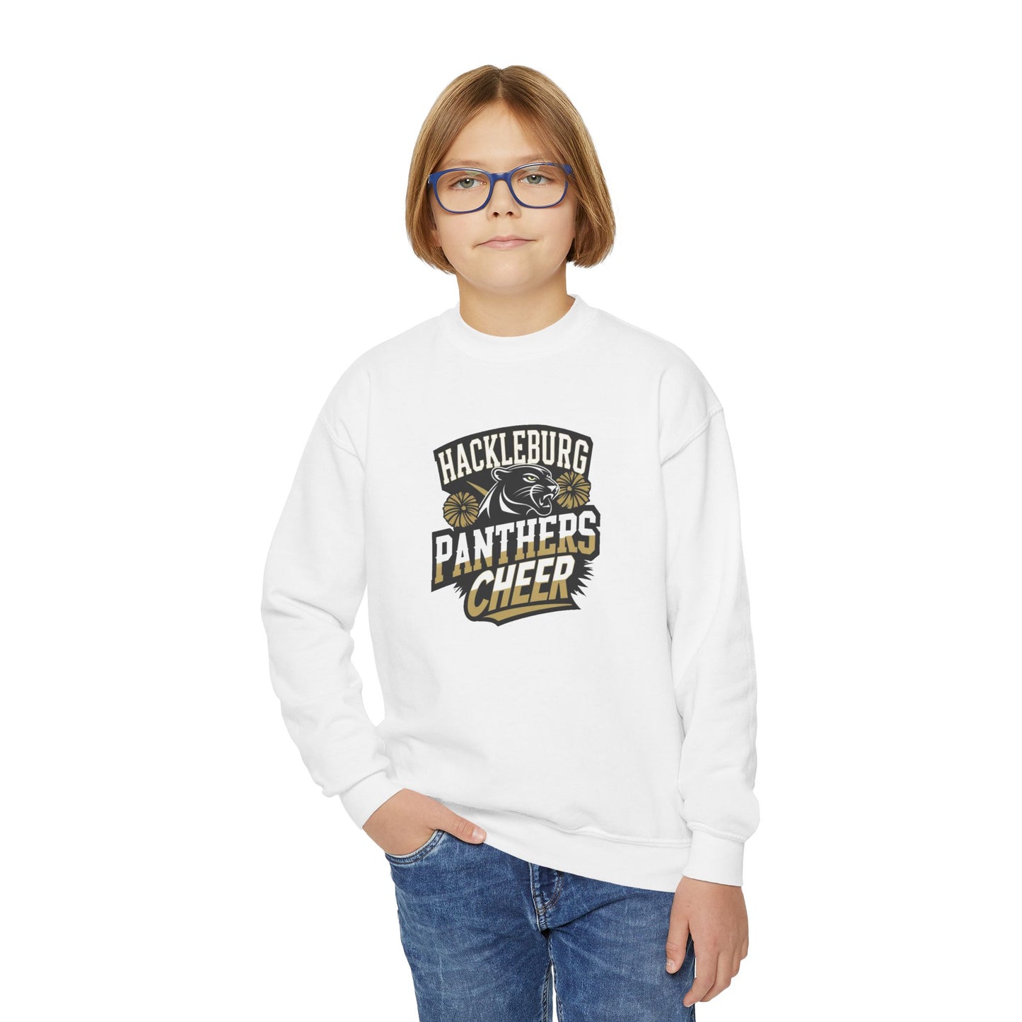 Youth Crewneck Sweatshirt \ Hackleburg Panthers Cheer \ HPC1