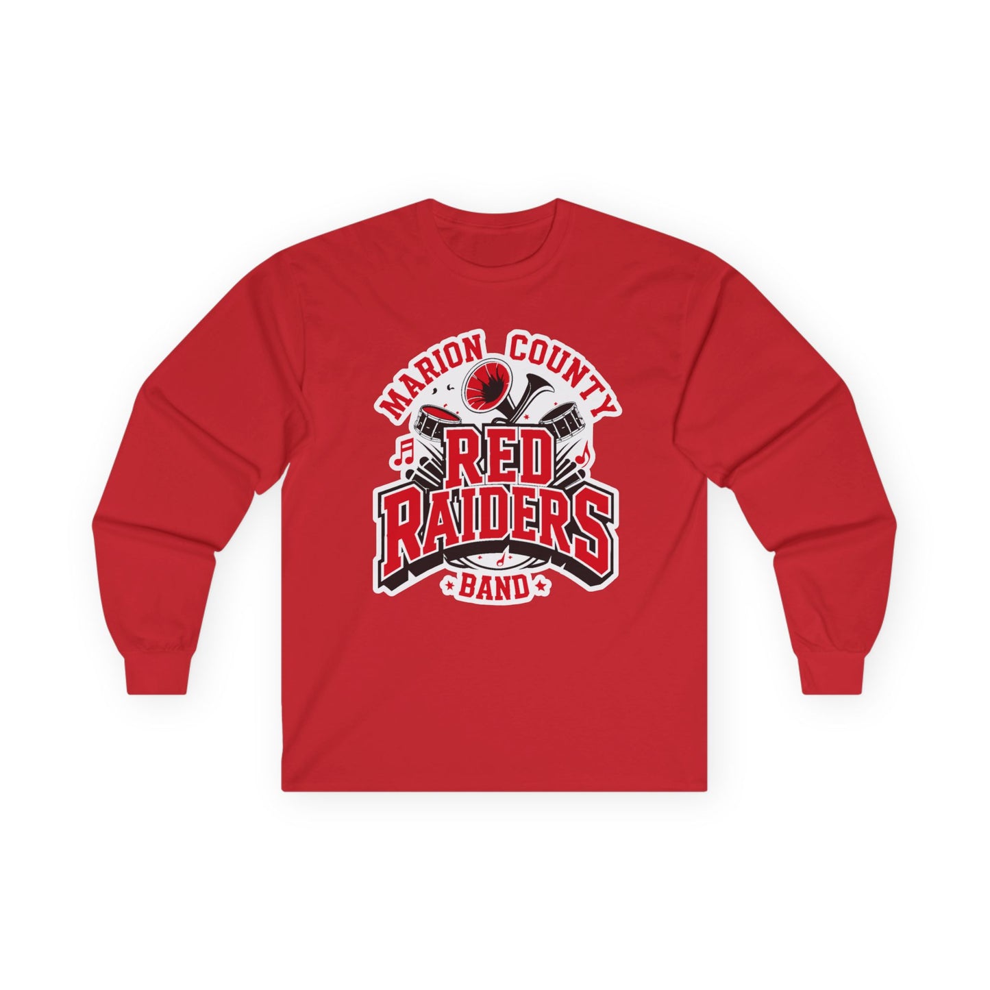 Adult Long Sleeve Tee \ Marion County Red Raiders Band \ MCB2
