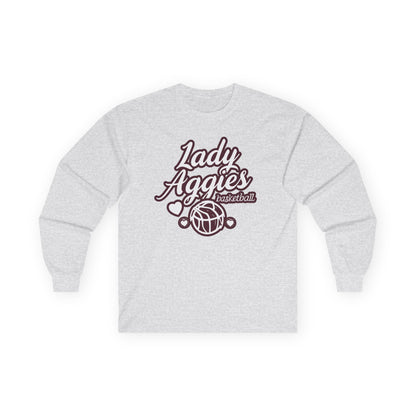 Adult Long Sleeve Tee \ Hamilton Aggies Basketball \ HABBG2