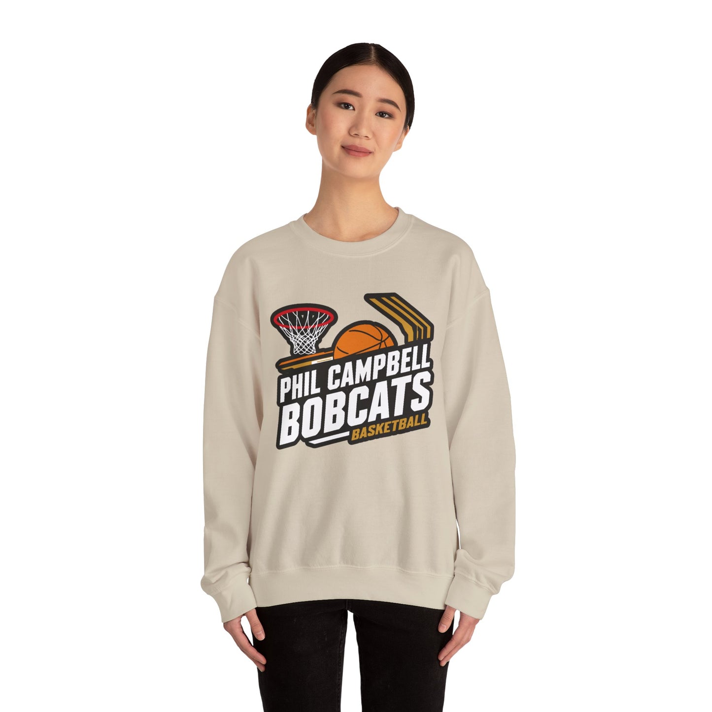 Adult Crewneck Sweatshirt \ Phil Campbell Bobcats Basketball \ PCBBK1