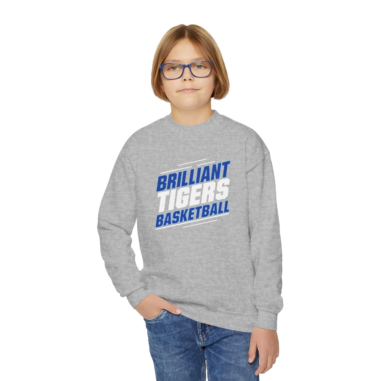 Youth Crewneck Sweatshirt \ Brilliant Tigers Basketball \ BTBK2