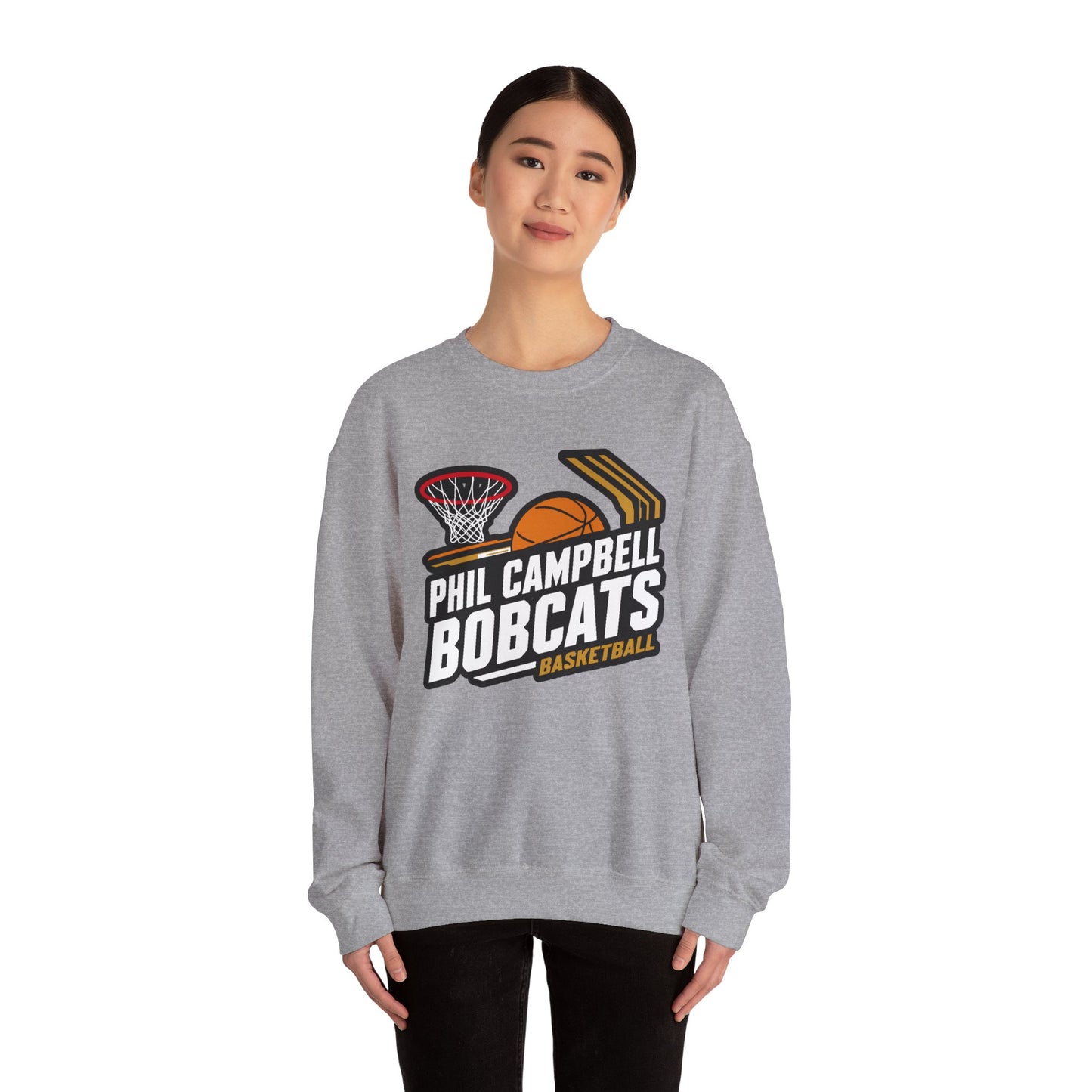 Adult Crewneck Sweatshirt \ Phil Campbell Bobcats Basketball \ PCBBK1