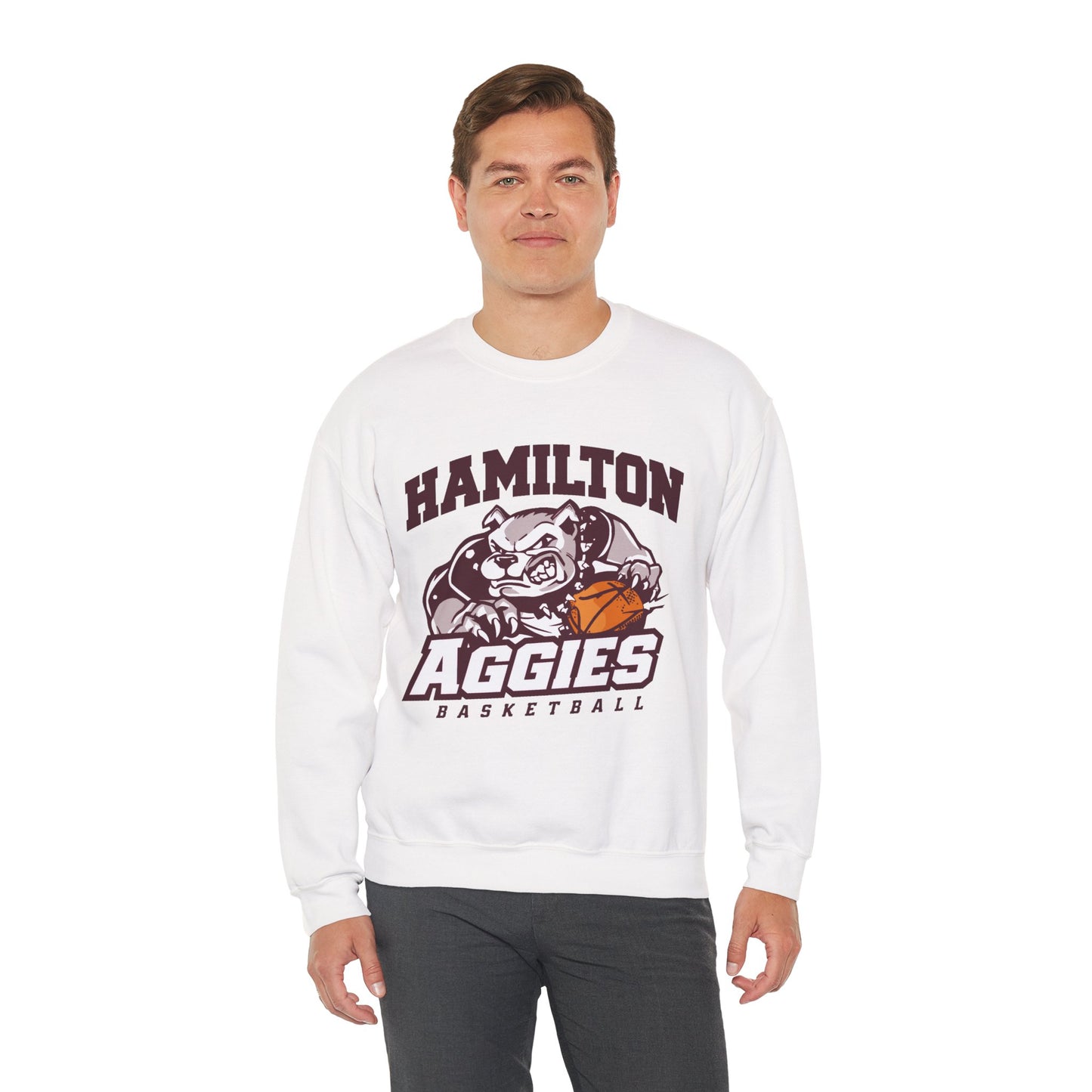 Adult Crewneck Sweatshirt \ Hamilton Aggies Basketball \ HABB1