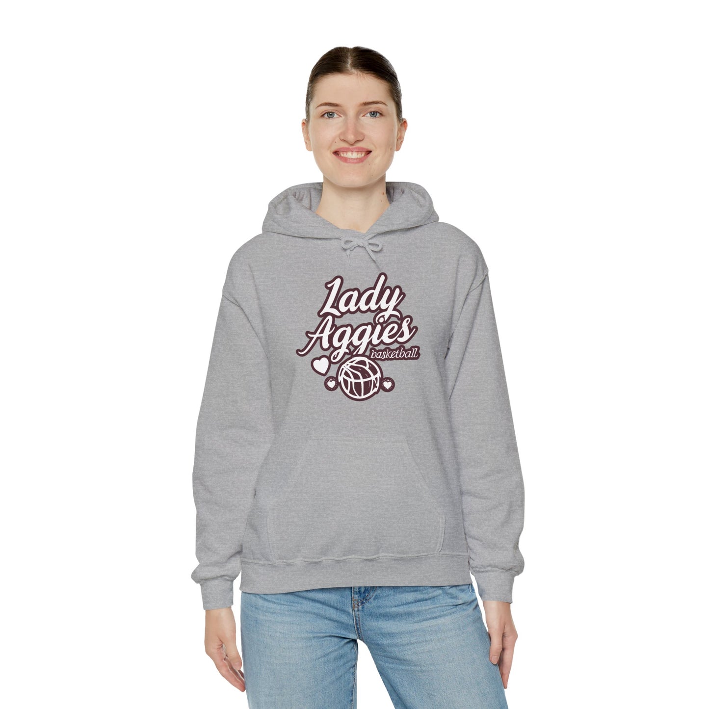 Adult Hoodie Sweatshirt \ Hamilton Aggies Basketball \ HABBG2