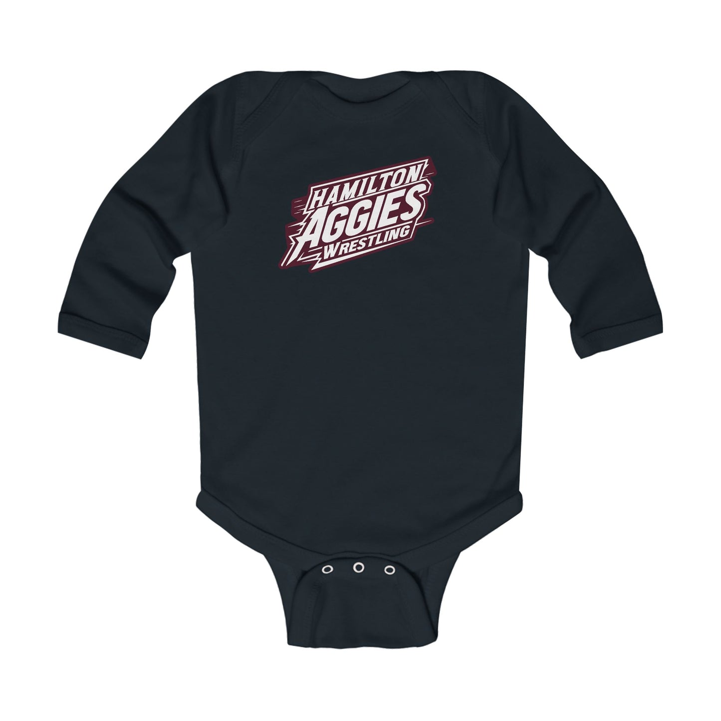 Long Sleeve Baby Bodysuit \ Hamilton Aggies Wrestling \ HAW1