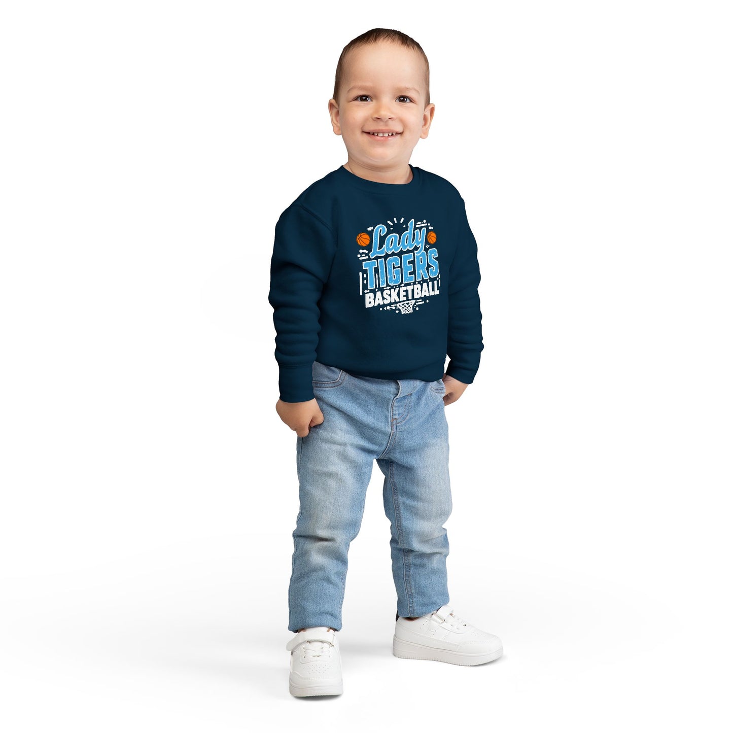 Toddler Crewneck Sweatshirt \ Brilliant Tigers Basketball \ BTBKG1