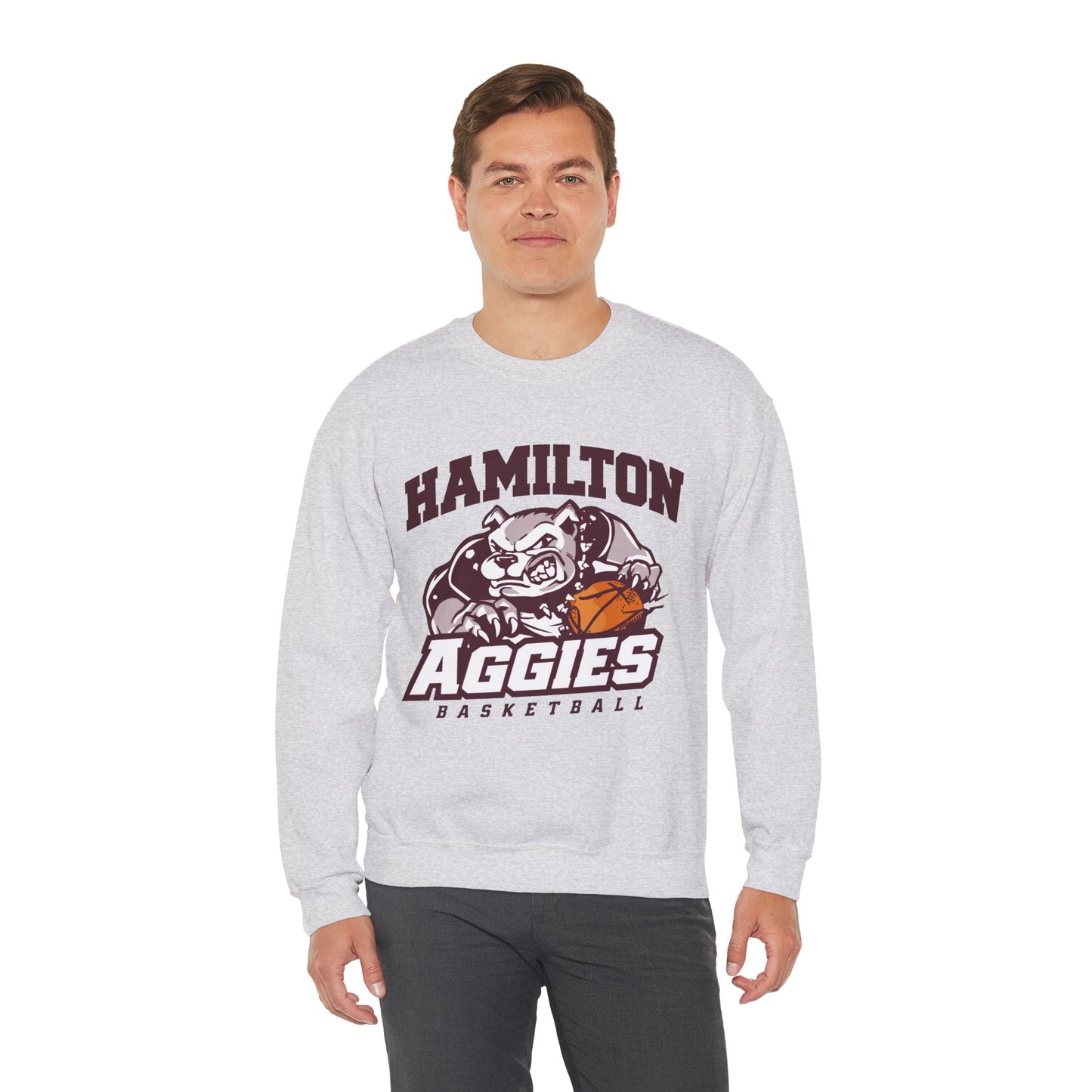Adult Crewneck Sweatshirt \ Hamilton Aggies Basketball \ HABB1