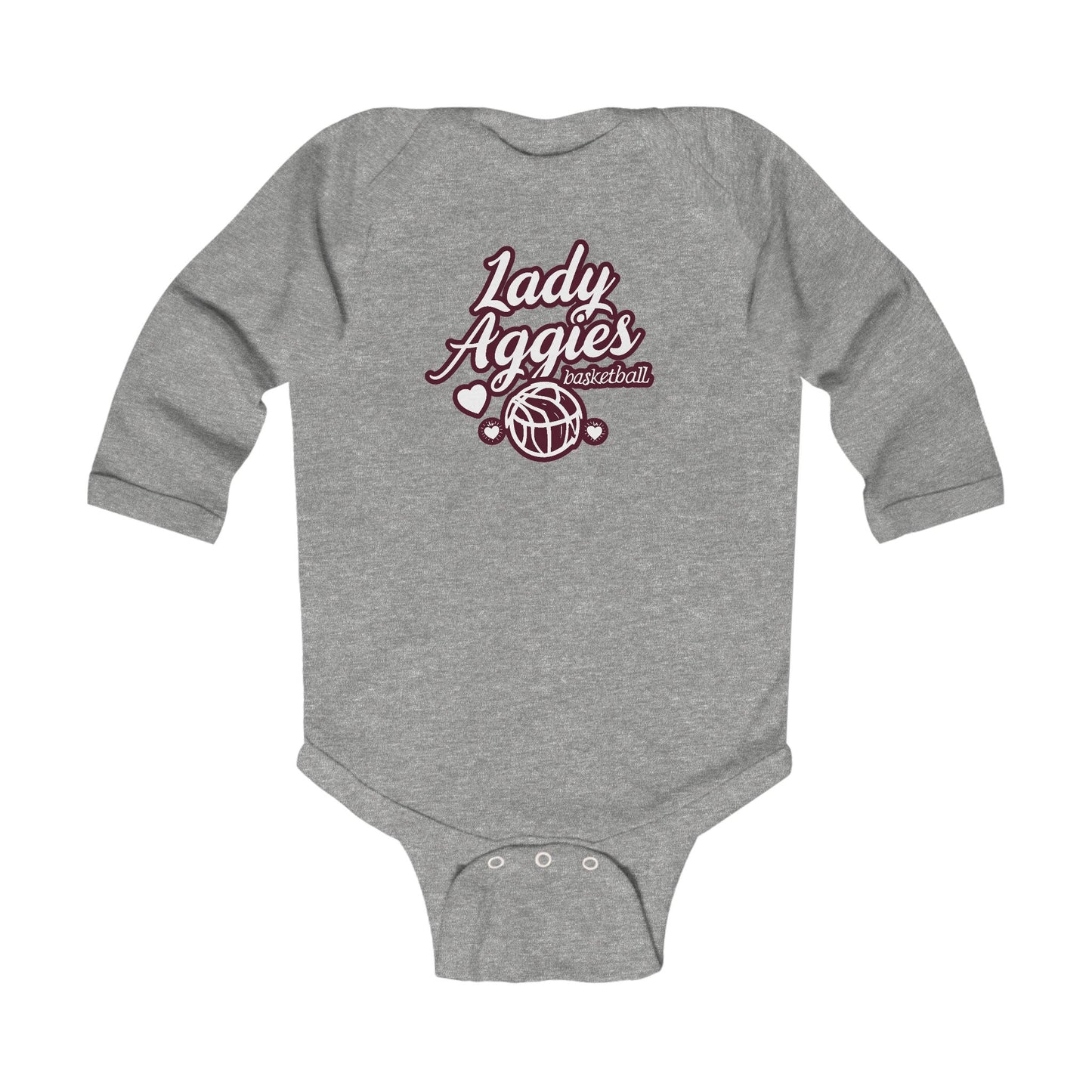 Long Sleeve Baby Bodysuit \ Hamilton Aggies Basketball \ HABBG2