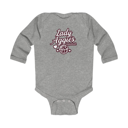 Long Sleeve Baby Bodysuit \ Hamilton Aggies Basketball \ HABBG2