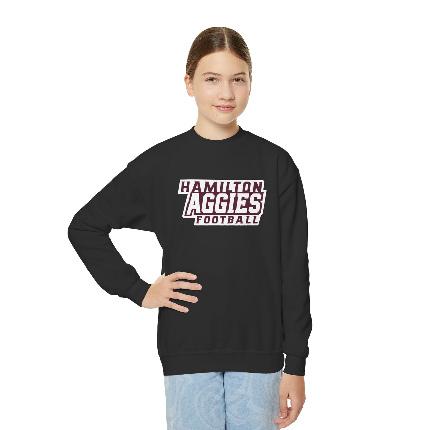 Youth Crewneck Sweatshirt \ Hamilton Aggies Football \ HAF1