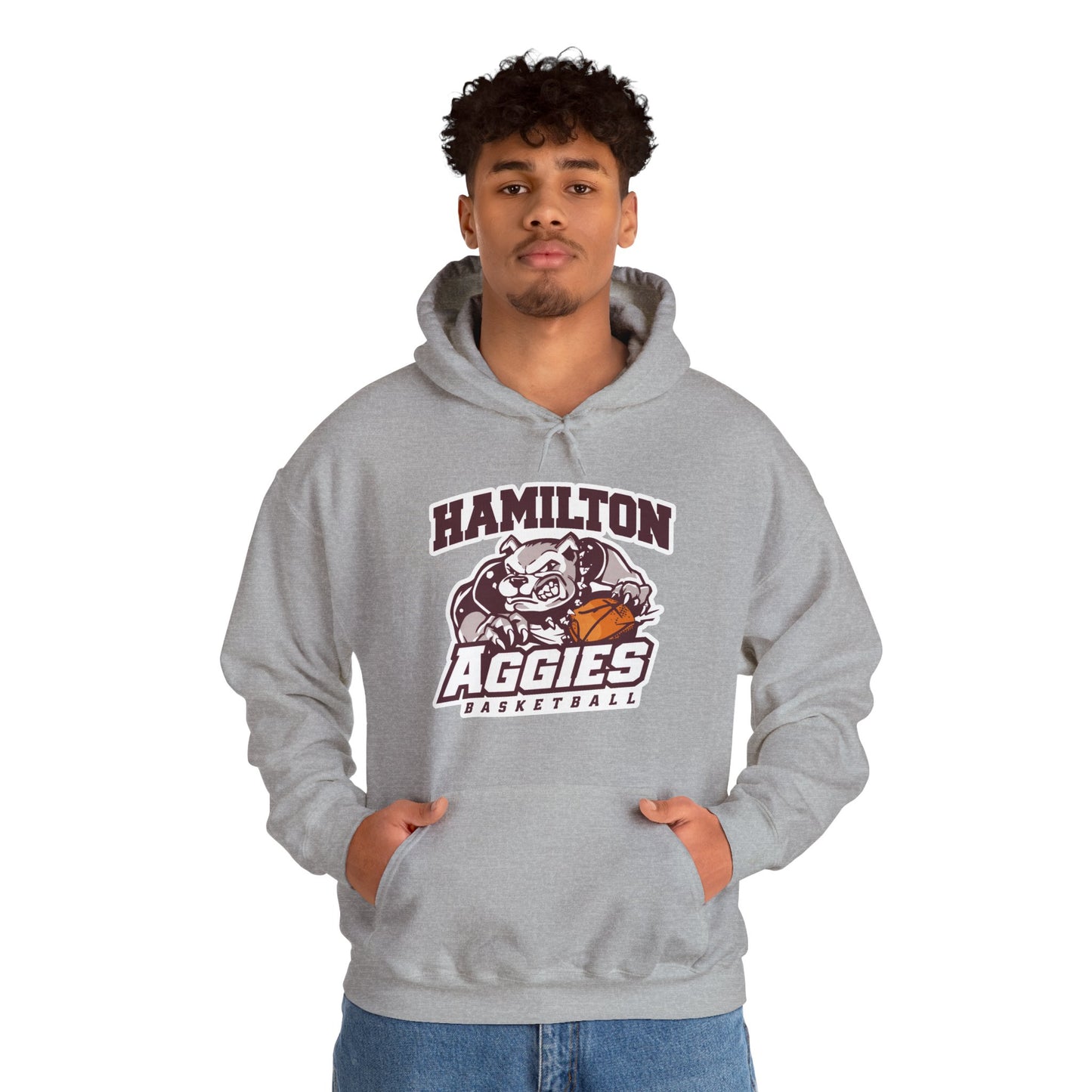 Adult Hoodie Sweatshirt \ Hamilton Aggies Basketball \ HABB1