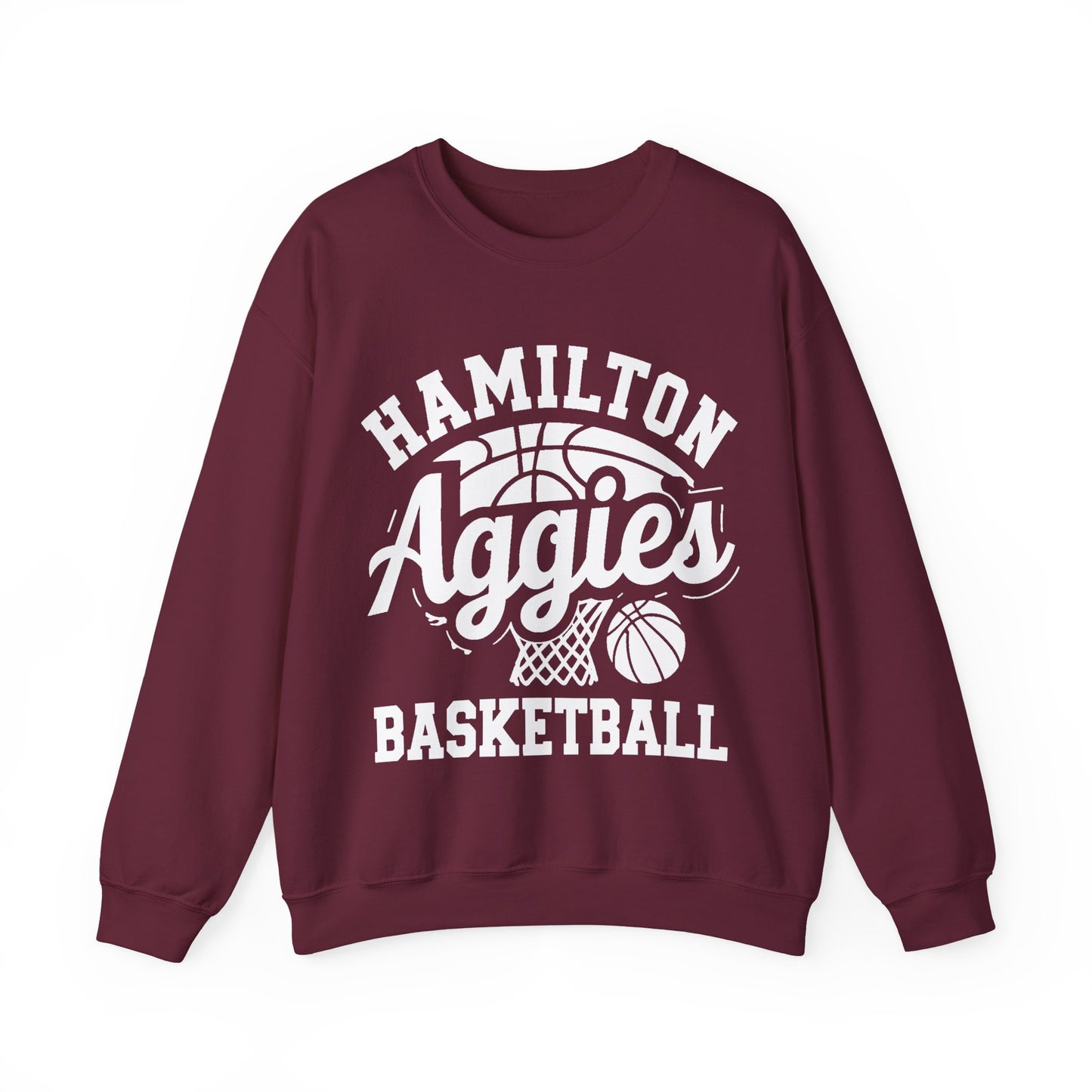 Adult Crewneck Sweatshirt \ Hamilton Aggies Basketball \ HABBG1