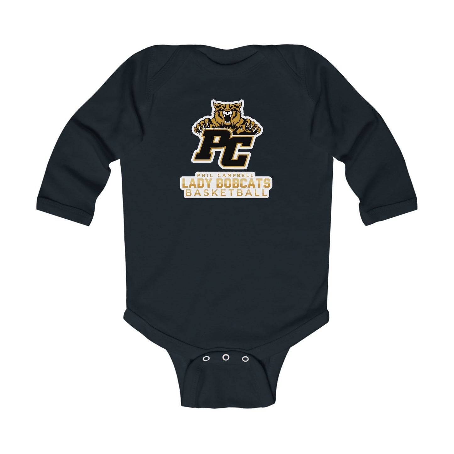 Long Sleeve Baby Bodysuit \ Phil Campbell Bobcats Basketball \ PCBBKG1