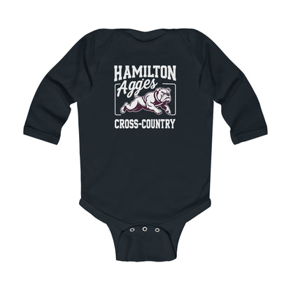 Long Sleeve Baby Bodysuit \ Hamilton Aggies Cross-Country \ HCC2