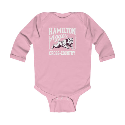 Long Sleeve Baby Bodysuit \ Hamilton Aggies Cross-Country \ HCC2