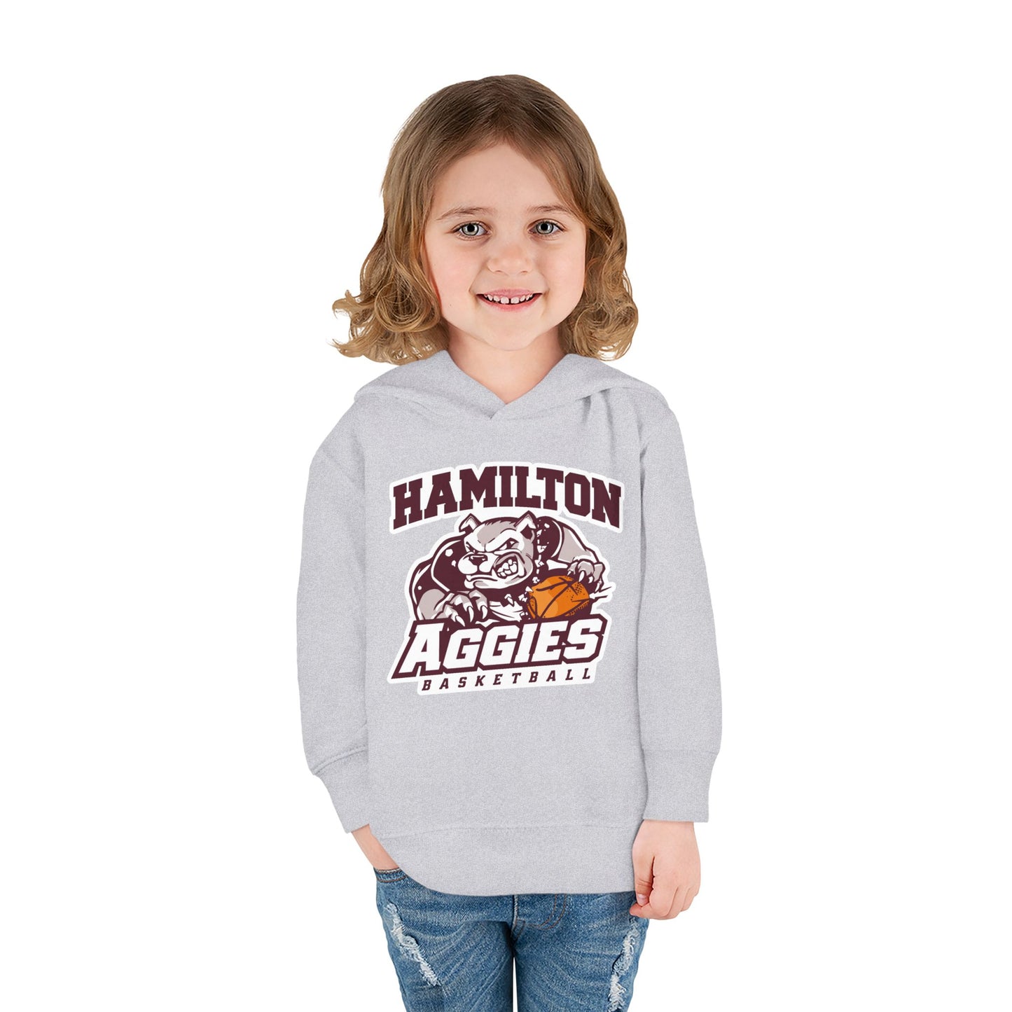 Toddler Hoodie Sweatshirt \ Hamilton Aggies Basketball \ HABB1