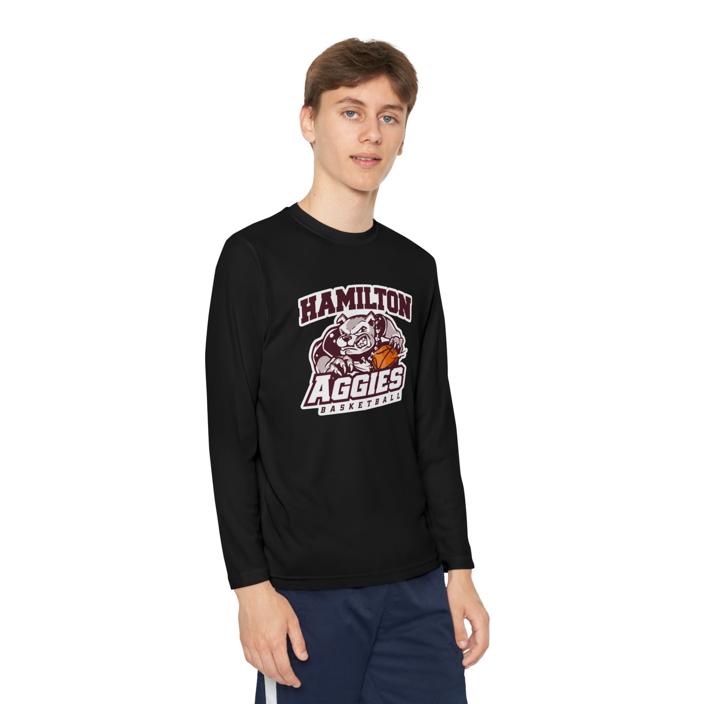 Youth Long Sleeve Tee \ Hamilton Aggies Basketball \ HABB1