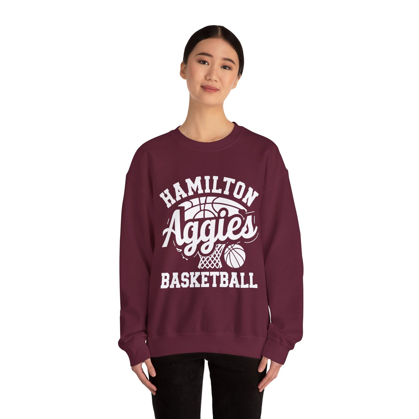 Adult Crewneck Sweatshirt \ Hamilton Aggies Basketball \ HABKG1