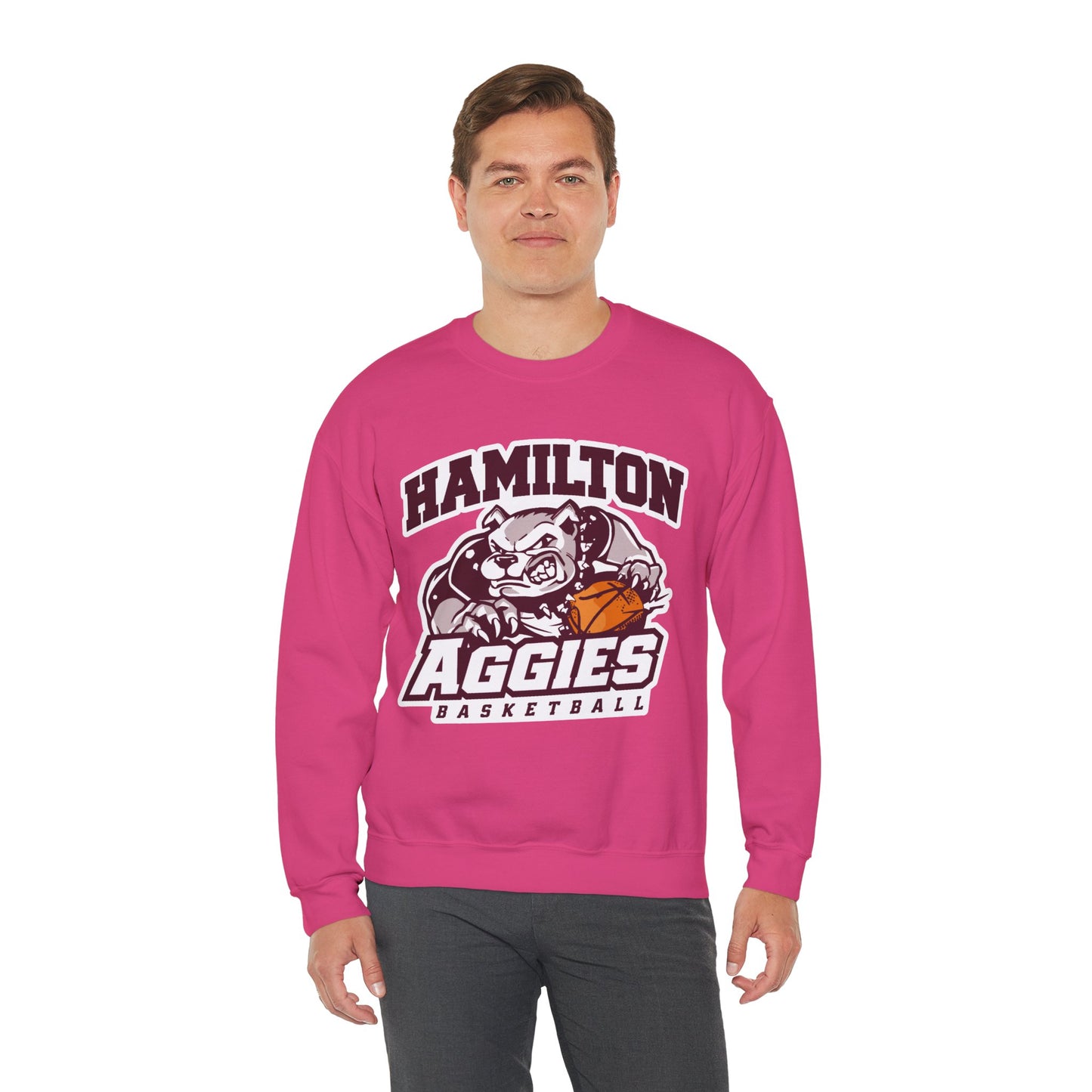 Adult Crewneck Sweatshirt \ Hamilton Aggies Basketball \ HABB1
