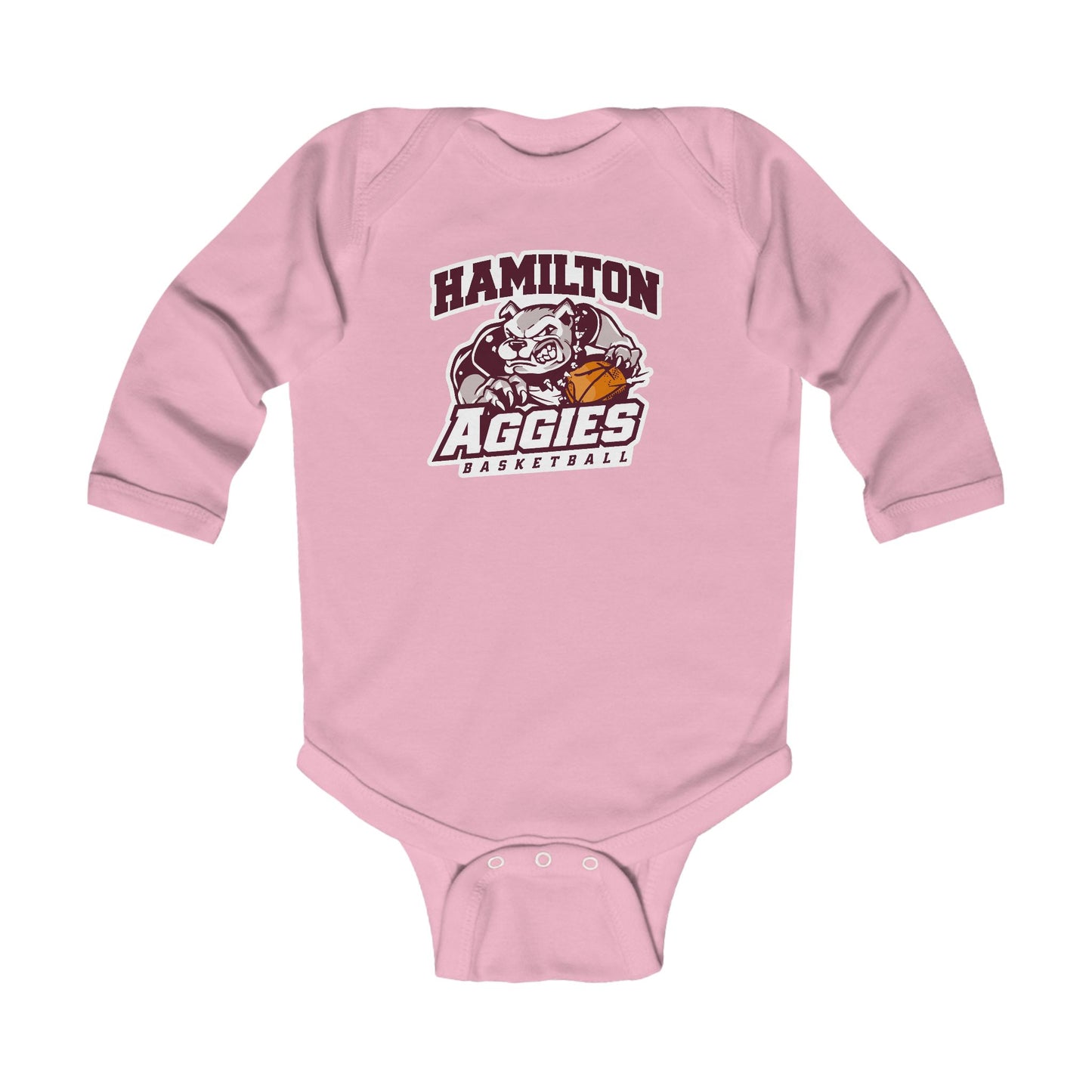 Long Sleeve Baby Bodysuit \ Hamilton Aggies Basketball \ HABB1