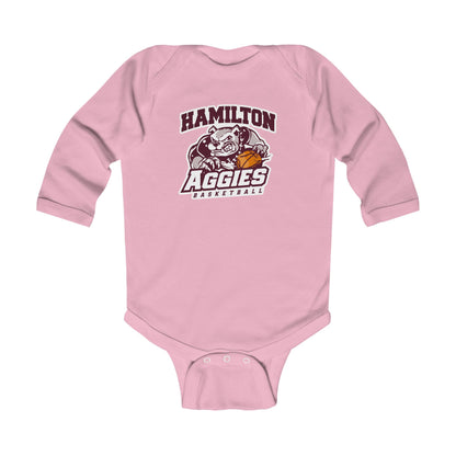 Long Sleeve Baby Bodysuit \ Hamilton Aggies Basketball \ HABB1