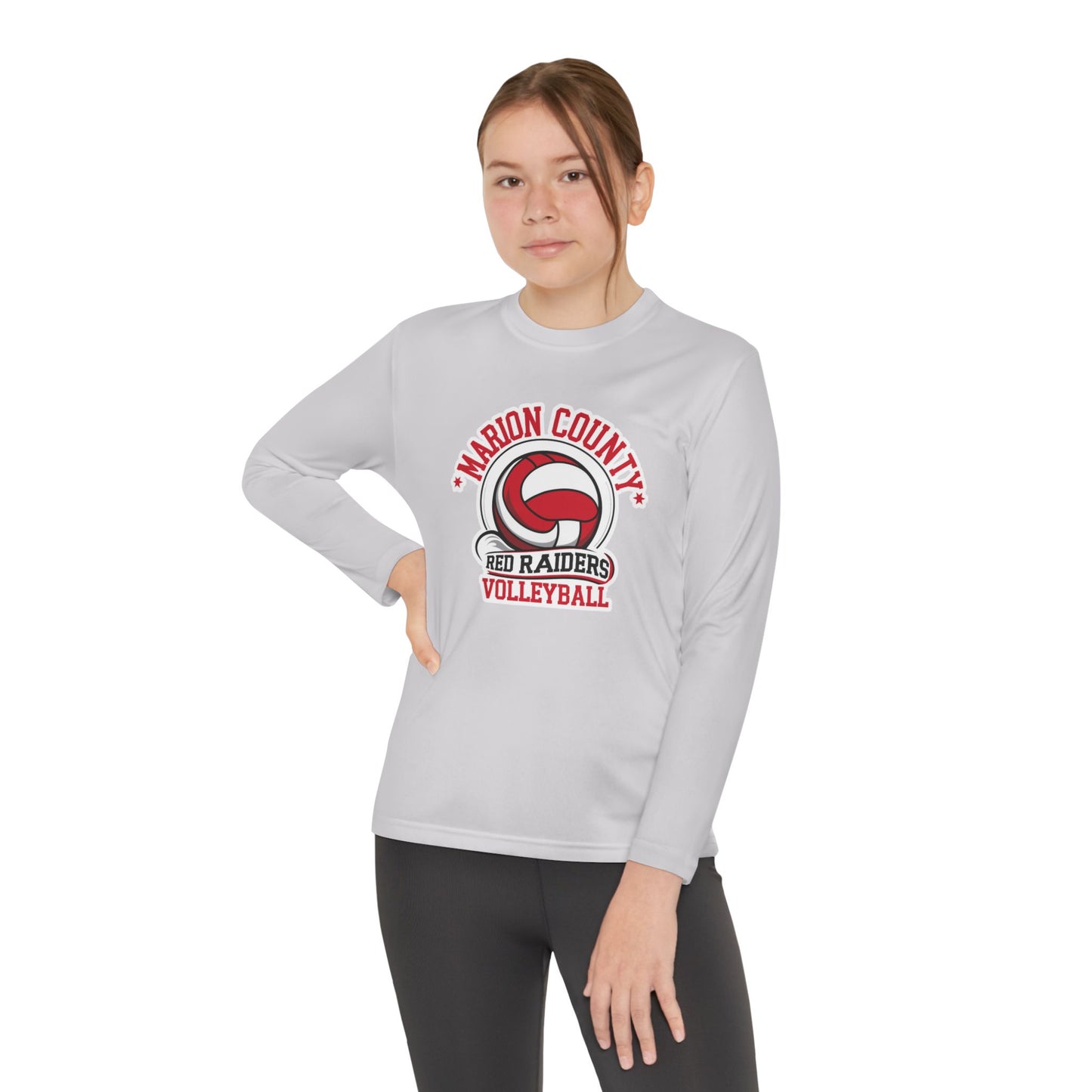Youth Long Sleeve Tee \ Marion County Red Raiders Volleyball \ MCV1