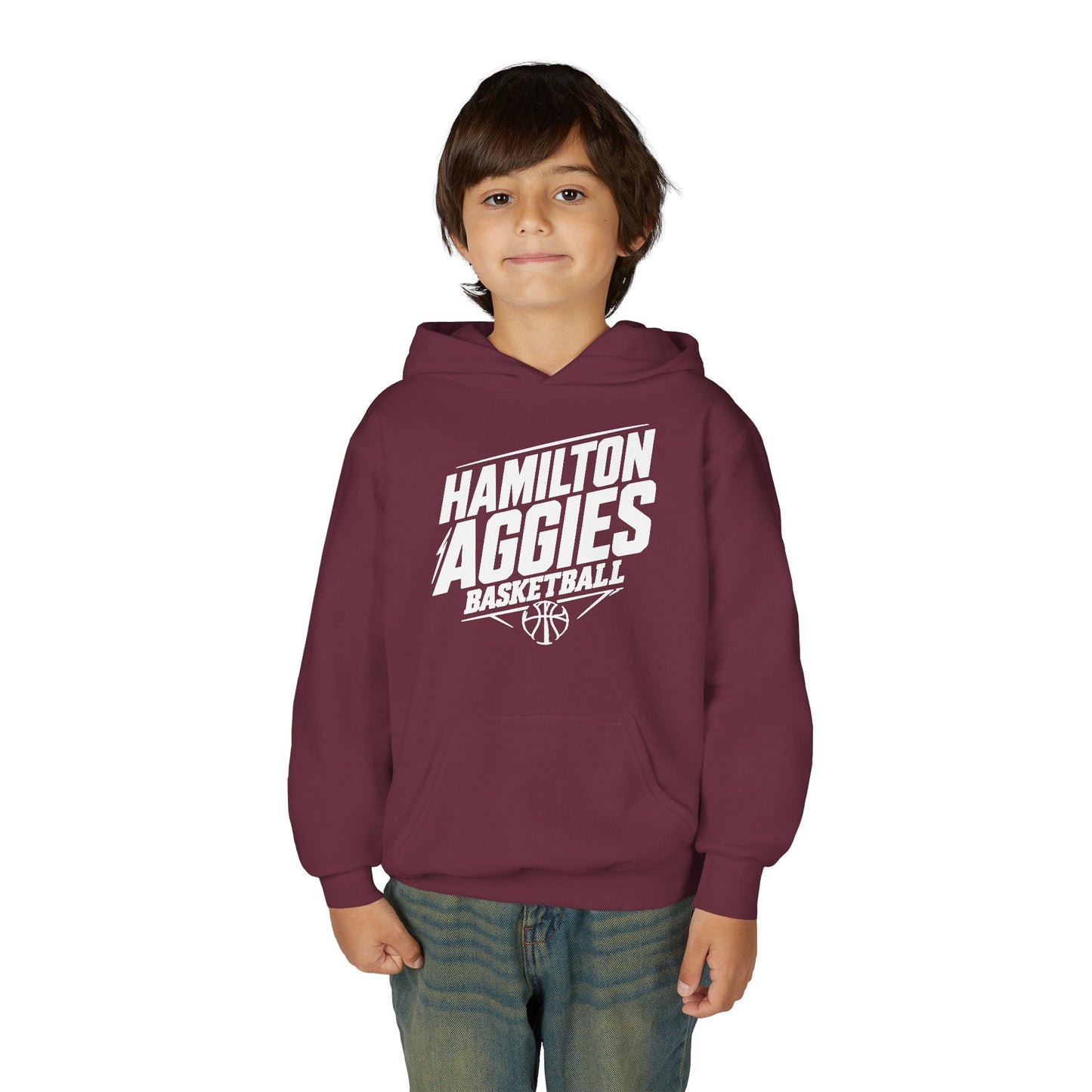 Youth Hoodie Sweatshirt \ Hamilton Aggies Basketball \ HABB2