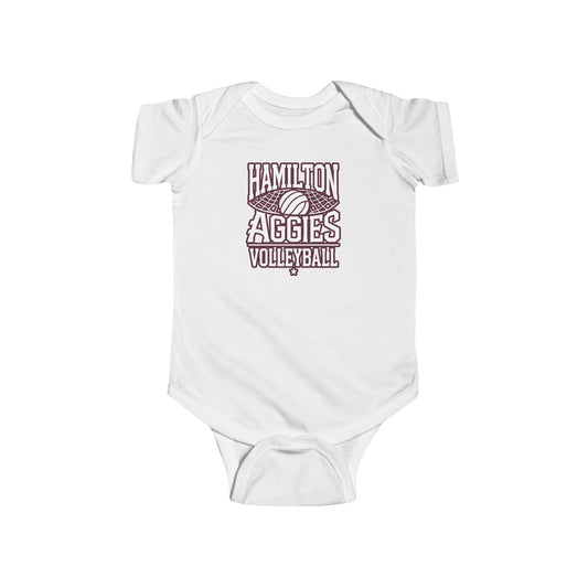 Short Sleeve Baby Bodysuit \ Hamilton Aggies Volleyball \ HAV2