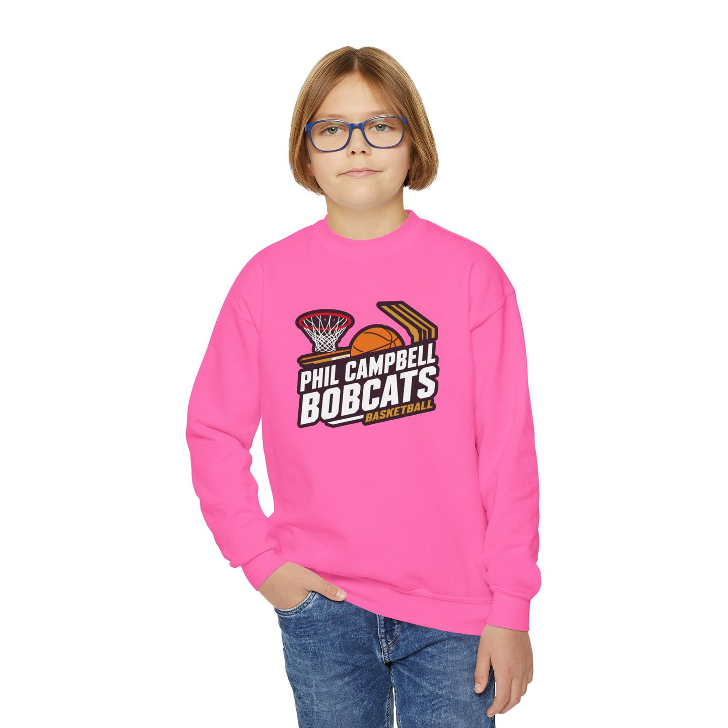 Youth Crewneck Sweatshirt \ Phil Campbell Bobcats Basketball \ PCBBK1