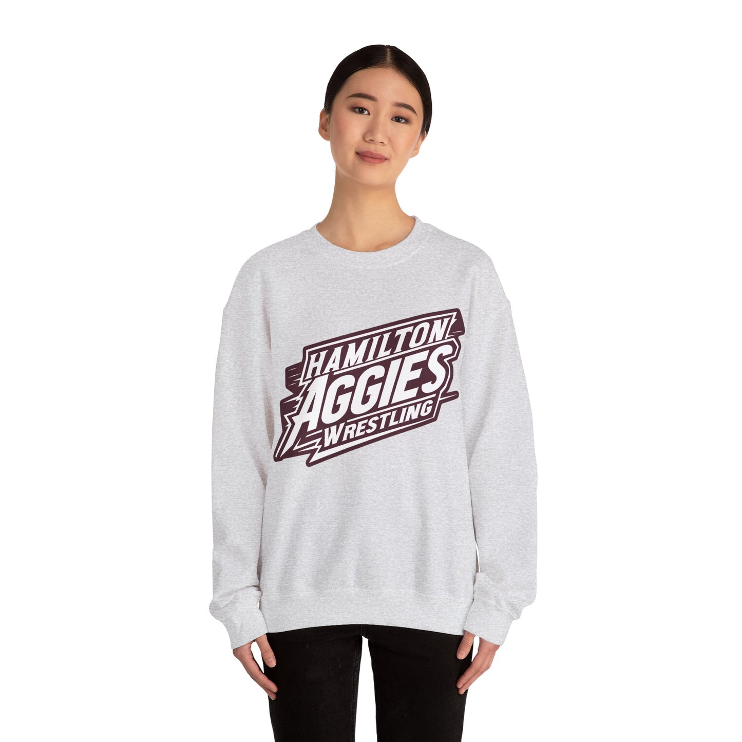 Adult Crewneck Sweatshirt \ Hamilton Aggies Wrestling \ HAW1