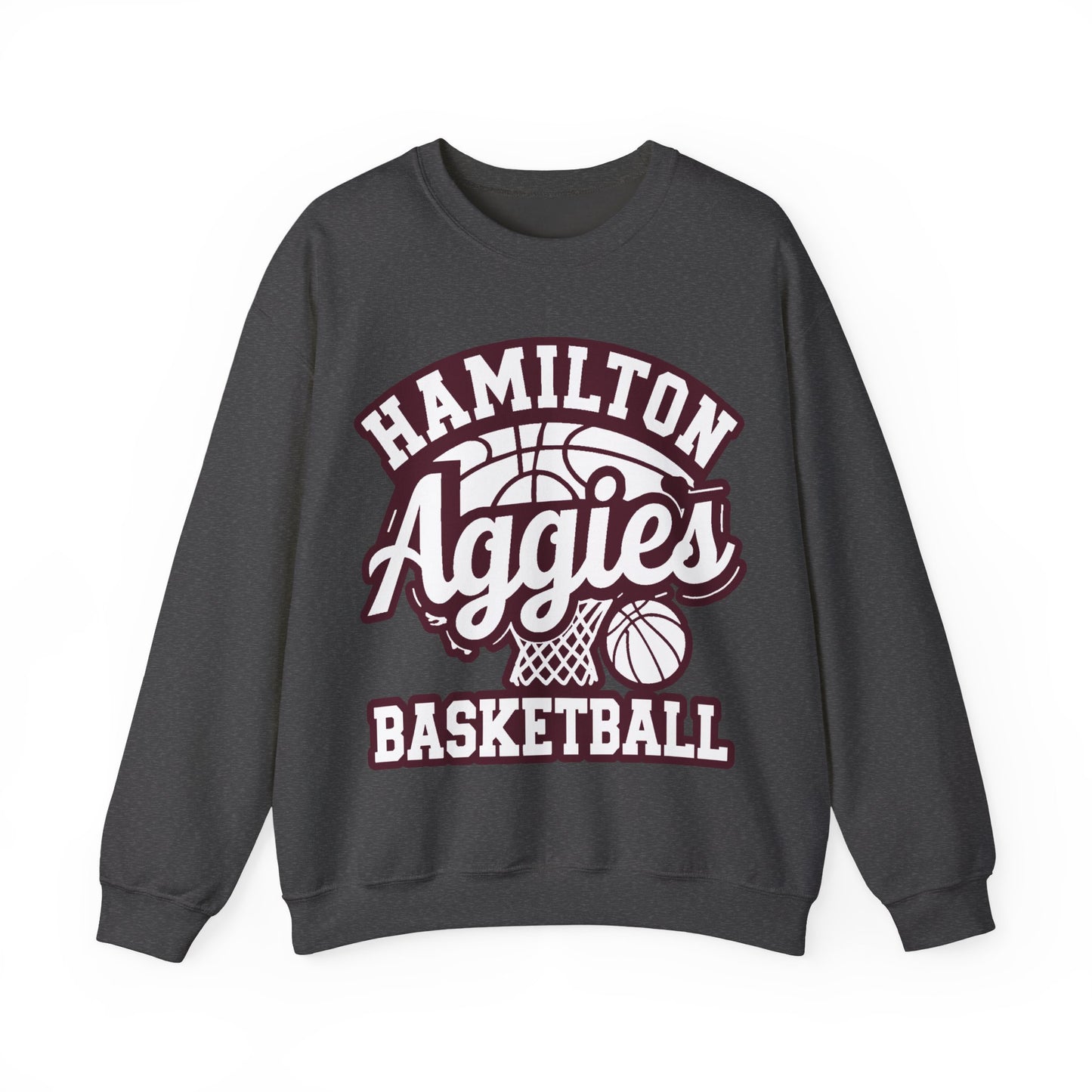 Adult Crewneck Sweatshirt \ Hamilton Aggies Basketball \ HABBG1