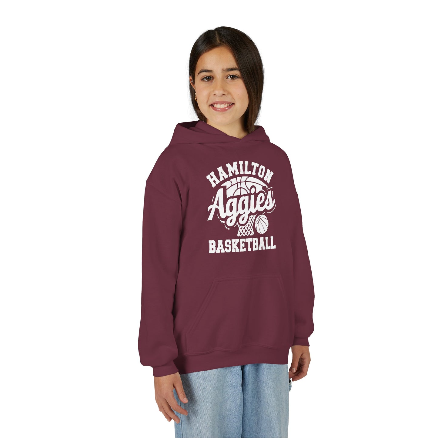 Youth Hoodie Sweatshirt \ Hamilton Aggies Basketball \ HABBG1