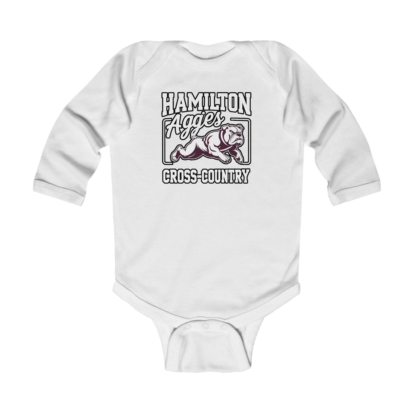 Long Sleeve Baby Bodysuit \ Hamilton Aggies Cross-Country \ HCC2