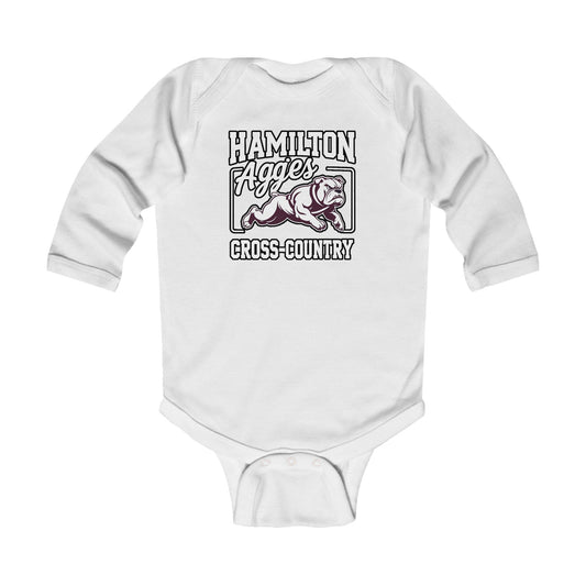 Long Sleeve Baby Bodysuit \ Hamilton Aggies Cross-Country \ HCC2