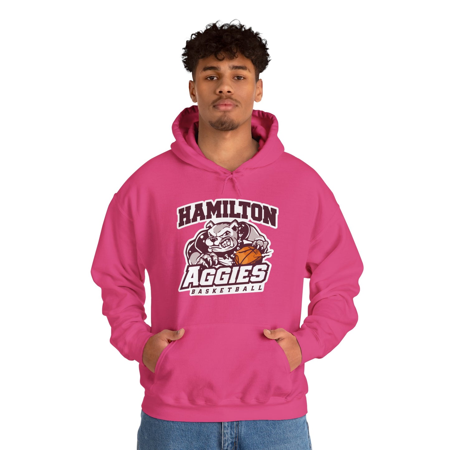 Adult Hoodie Sweatshirt \ Hamilton Aggies Basketball \ HABB1