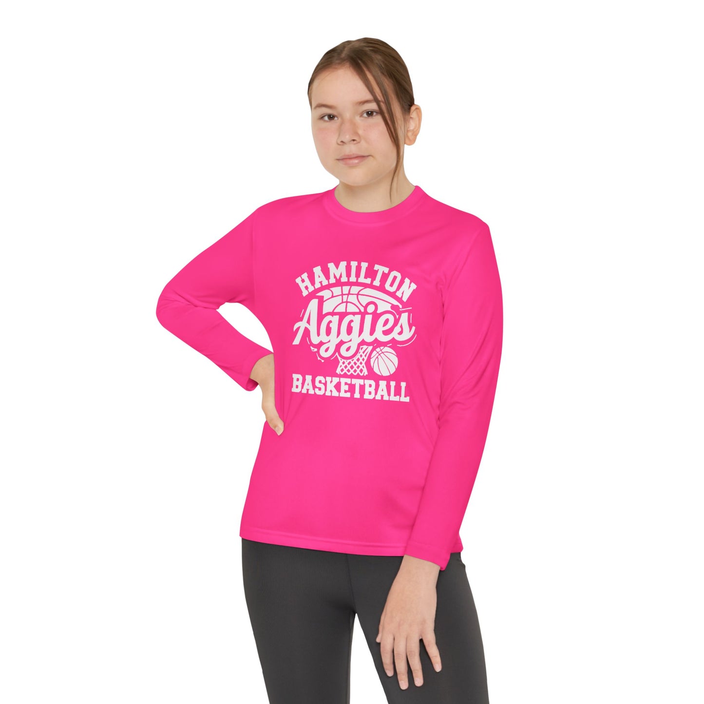 Youth Long Sleeve Tee \ Hamilton Aggies Basketball \ HABBG1