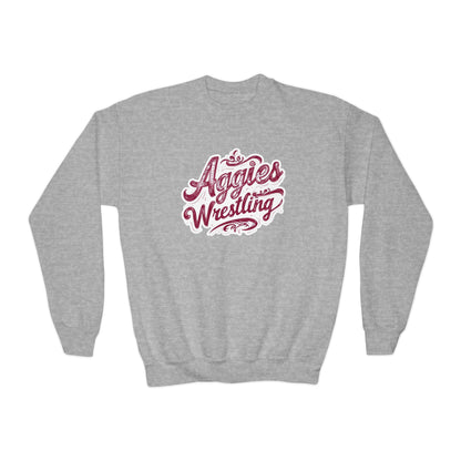Youth Crewneck Sweatshirt \ Hamilton Aggies Wrestling \ HAWG2