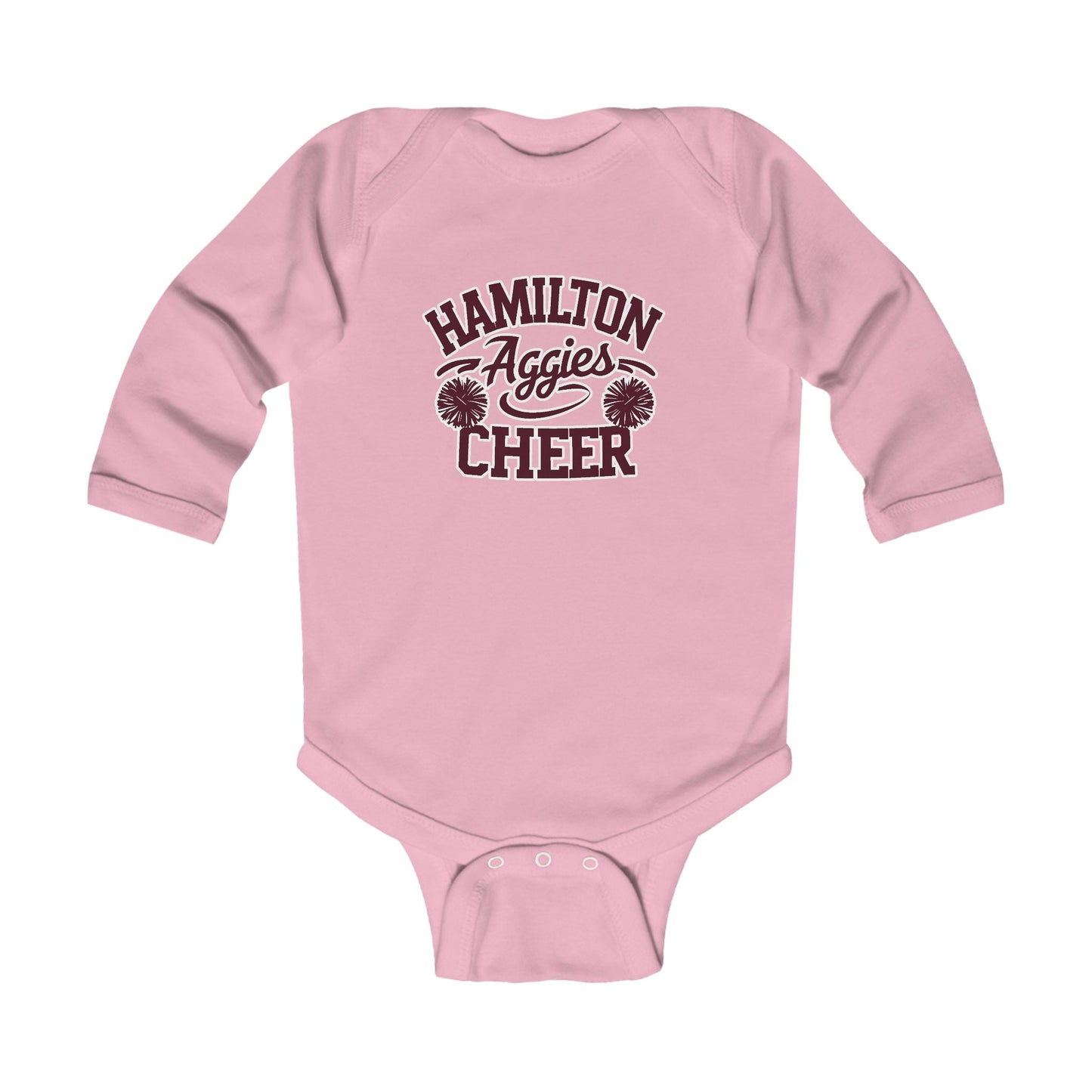 Long Sleeve Baby Bodysuit \ Hamilton Aggies Cheer \ Style HAC2