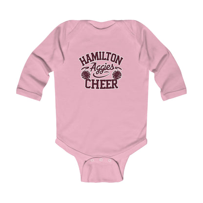 Long Sleeve Baby Bodysuit \ Hamilton Aggies Cheer \ Style HAC2