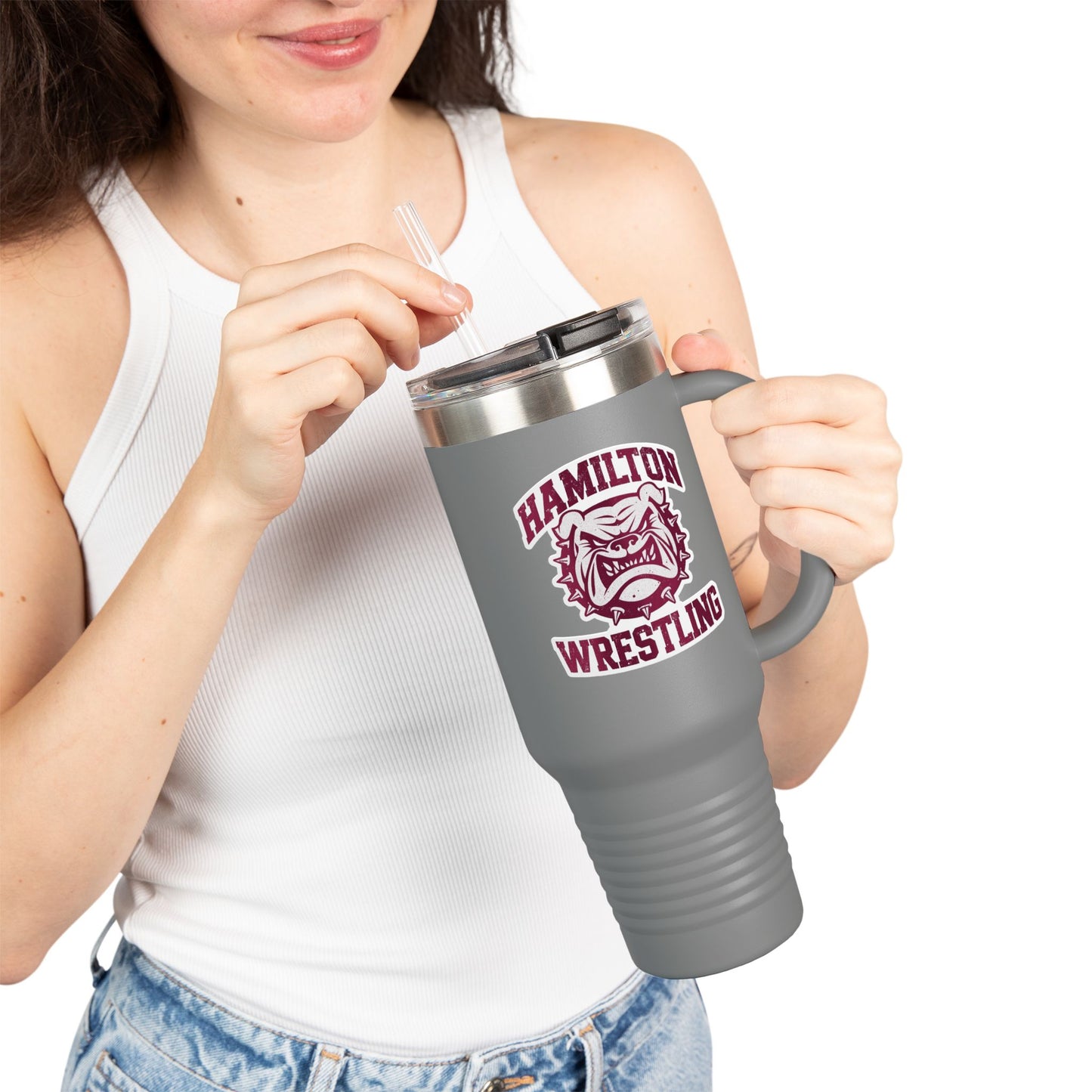 40oz Insulated Tumbler \ Hamilton Aggies Wrestling \ HAW2