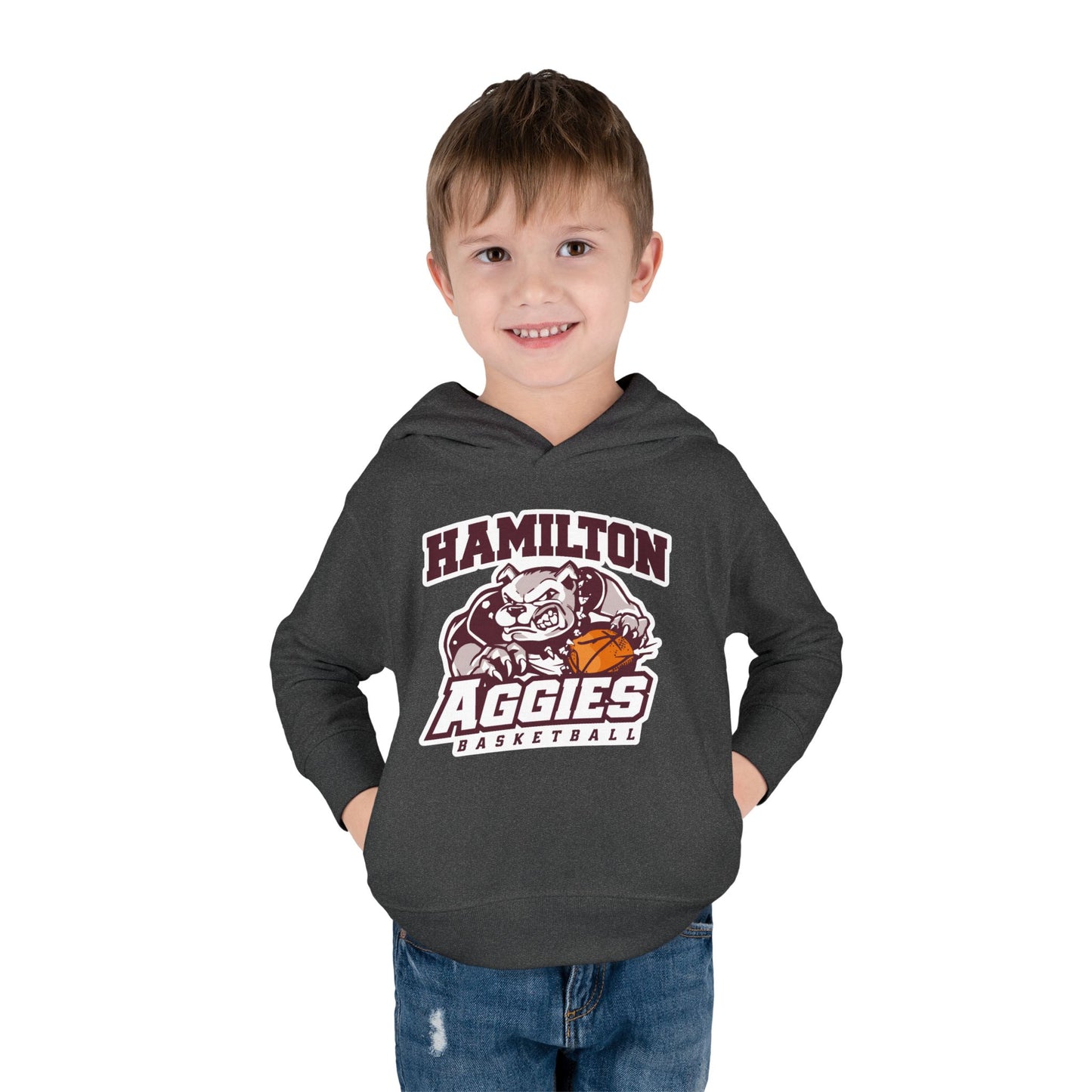 Toddler Hoodie Sweatshirt \ Hamilton Aggies Basketball \ HABB1