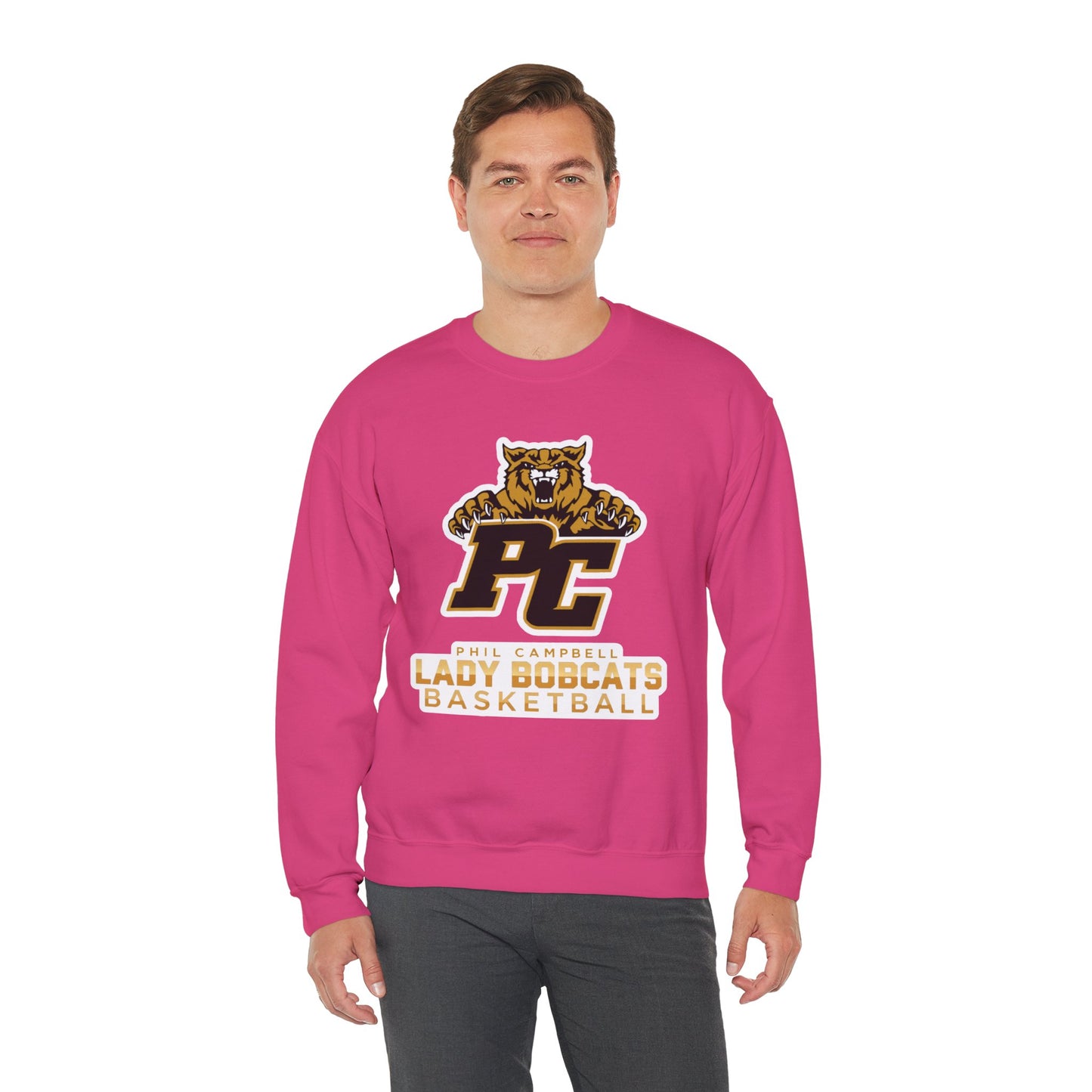 Adult Crewneck Sweatshirt \ Phil Campbell Bobcats Basketball \ PCBBKG1