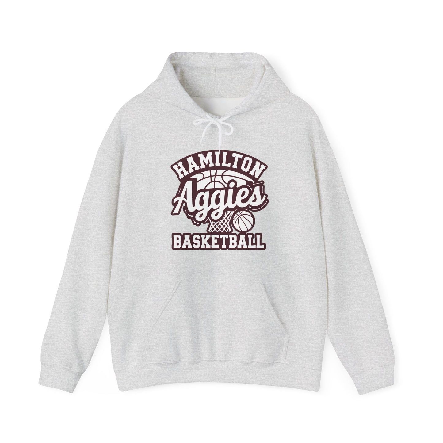 Adult Hoodie Sweatshirt \ Hamilton Aggies Basketball \ HABBG1